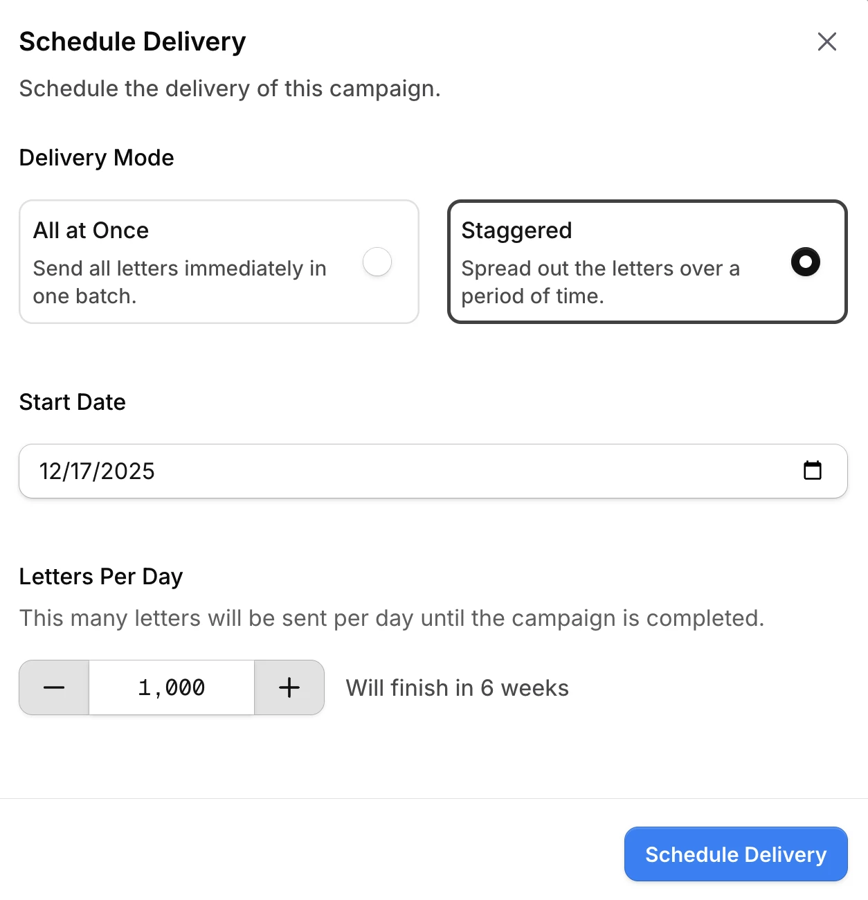 Schedule Delivery